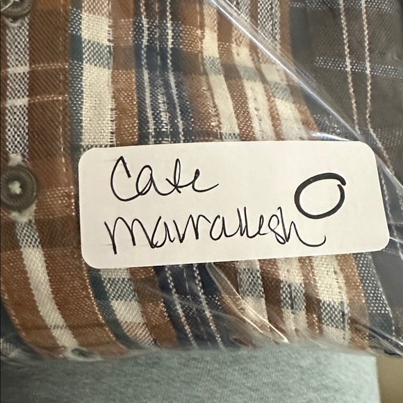 CAFE MARRAKESH S Brown plaid woman 1/2 button long sleeve rayon flannel - Picture 12 of 12